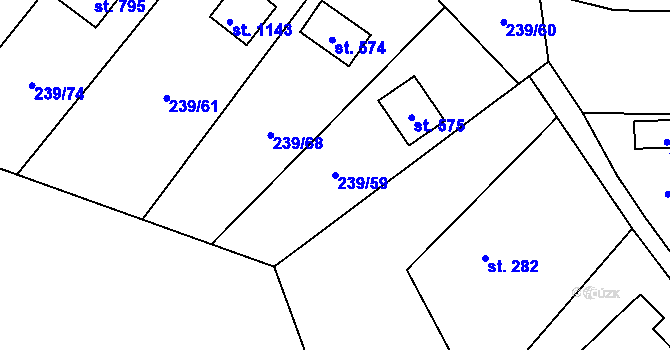 Parcela st. 239/59 v KÚ Čisovice, Katastrální mapa