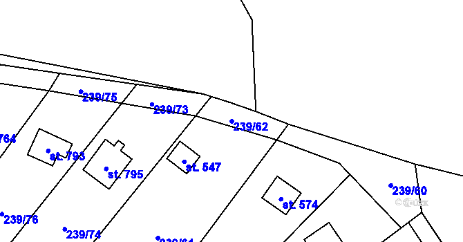 Parcela st. 239/62 v KÚ Čisovice, Katastrální mapa