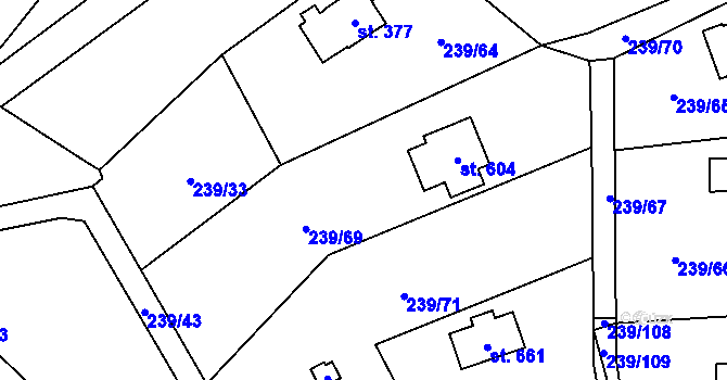 Parcela st. 239/69 v KÚ Čisovice, Katastrální mapa