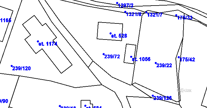 Parcela st. 239/72 v KÚ Čisovice, Katastrální mapa