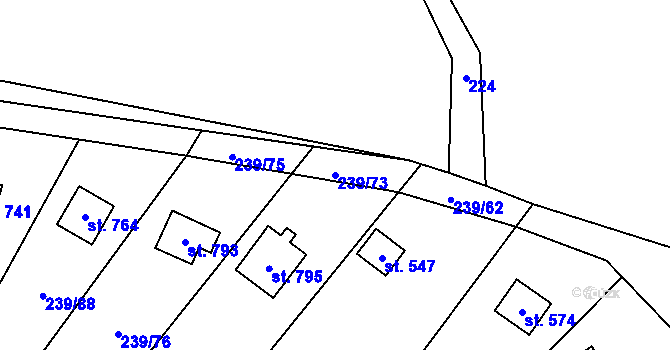 Parcela st. 239/73 v KÚ Čisovice, Katastrální mapa