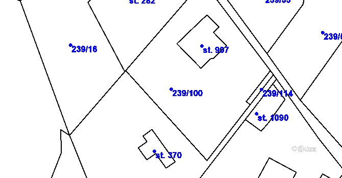 Parcela st. 239/100 v KÚ Čisovice, Katastrální mapa