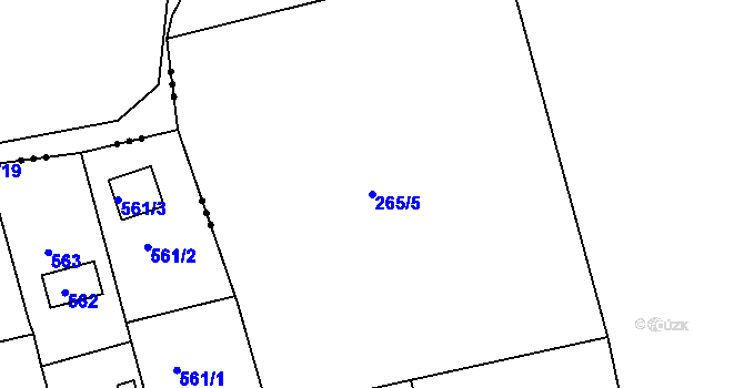 Parcela st. 265/5 v KÚ Čisovice, Katastrální mapa