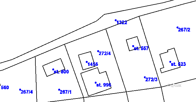 Parcela st. 272/4 v KÚ Čisovice, Katastrální mapa