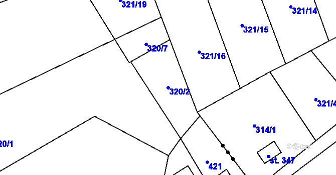 Parcela st. 320/2 v KÚ Čisovice, Katastrální mapa