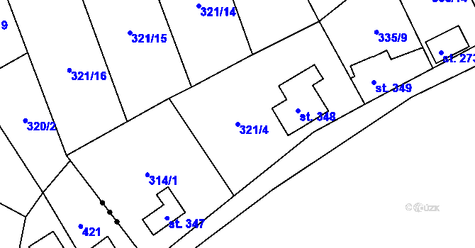 Parcela st. 321/4 v KÚ Čisovice, Katastrální mapa