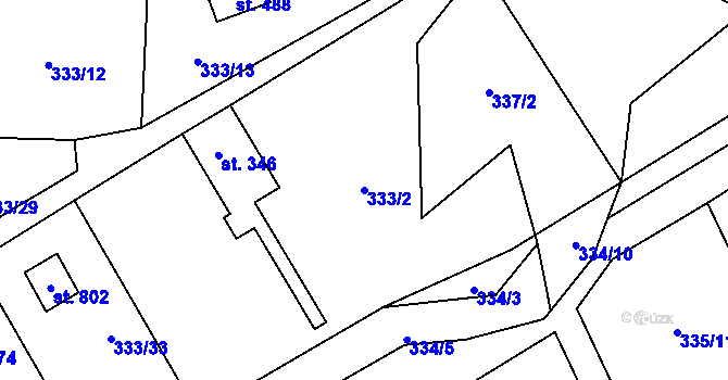 Parcela st. 333/2 v KÚ Čisovice, Katastrální mapa