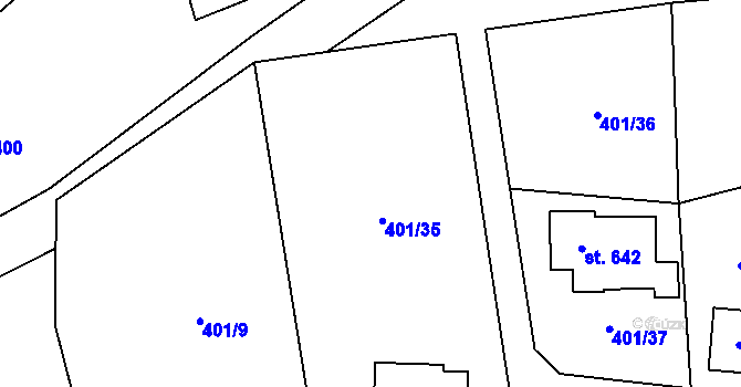 Parcela st. 401/34 v KÚ Čisovice, Katastrální mapa