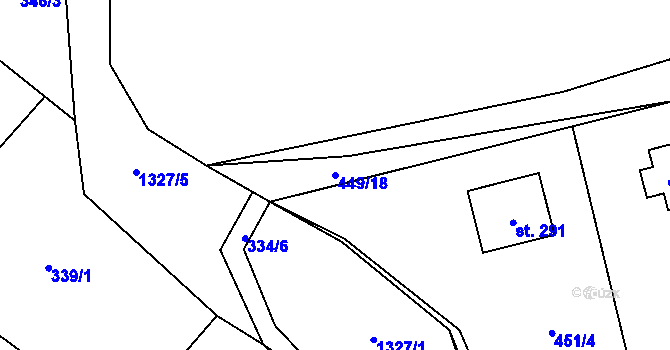 Parcela st. 449/18 v KÚ Čisovice, Katastrální mapa