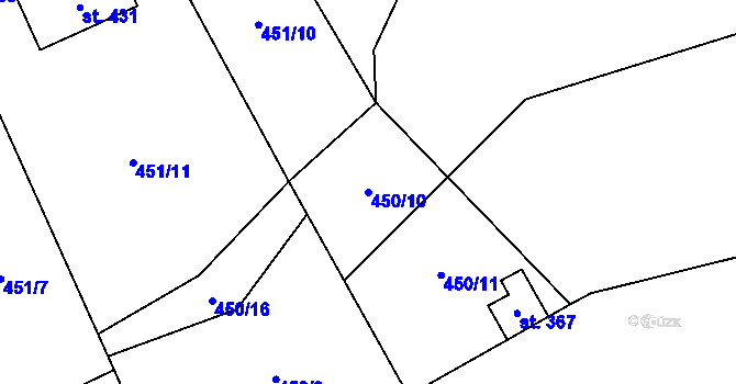 Parcela st. 450/10 v KÚ Čisovice, Katastrální mapa