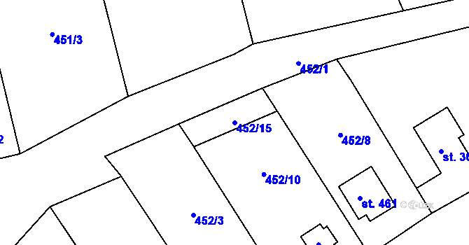 Parcela st. 452/15 v KÚ Čisovice, Katastrální mapa