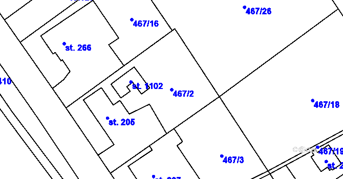Parcela st. 467/2 v KÚ Čisovice, Katastrální mapa