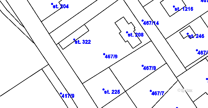 Parcela st. 467/9 v KÚ Čisovice, Katastrální mapa