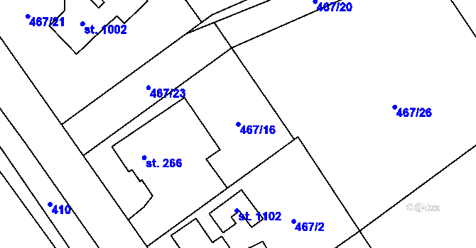 Parcela st. 467/16 v KÚ Čisovice, Katastrální mapa