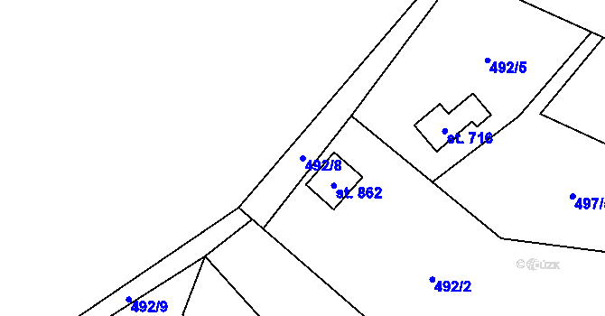 Parcela st. 492/8 v KÚ Čisovice, Katastrální mapa
