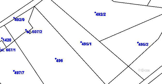 Parcela st. 495/1 v KÚ Čisovice, Katastrální mapa