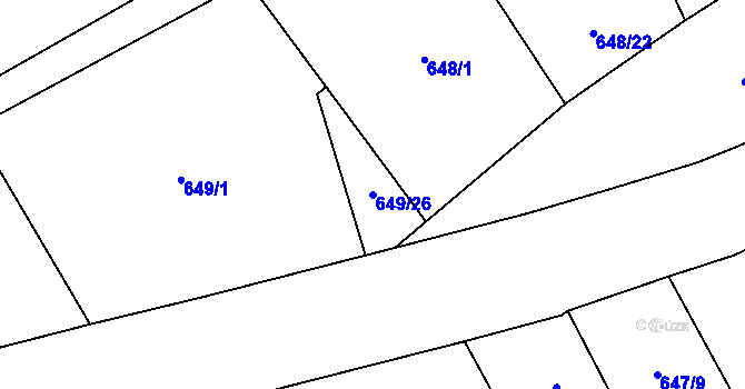 Parcela st. 649/26 v KÚ Čisovice, Katastrální mapa