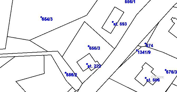 Parcela st. 656/3 v KÚ Čisovice, Katastrální mapa