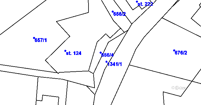 Parcela st. 656/4 v KÚ Čisovice, Katastrální mapa