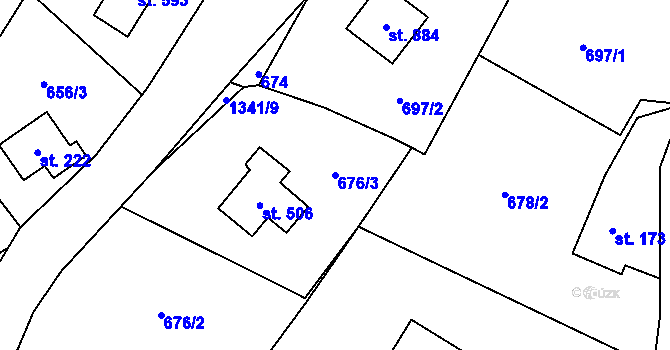 Parcela st. 676/3 v KÚ Čisovice, Katastrální mapa