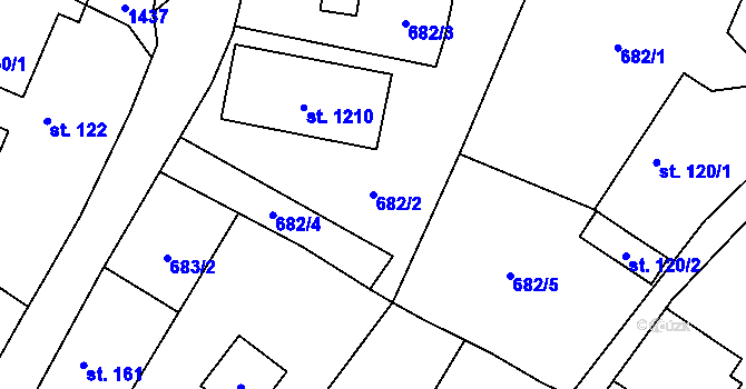 Parcela st. 682/2 v KÚ Čisovice, Katastrální mapa