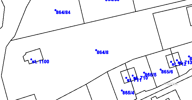 Parcela st. 864/8 v KÚ Čisovice, Katastrální mapa