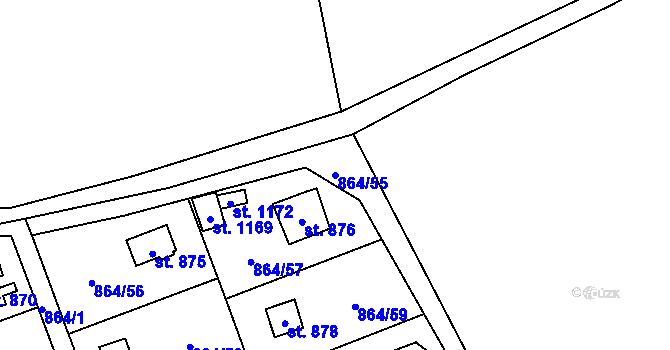 Parcela st. 864/55 v KÚ Čisovice, Katastrální mapa