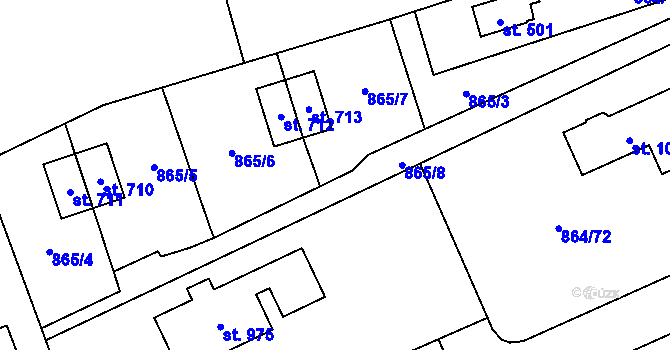 Parcela st. 865/11 v KÚ Čisovice, Katastrální mapa