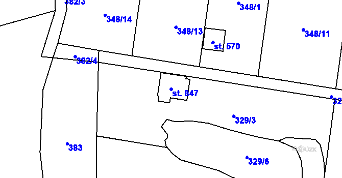 Parcela st. 847 v KÚ Čisovice, Katastrální mapa