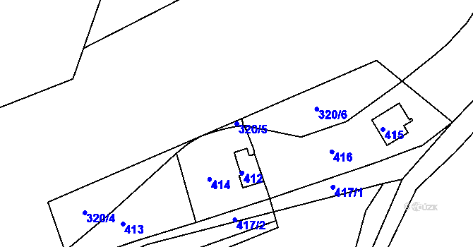 Parcela st. 320/5 v KÚ Čisovice, Katastrální mapa