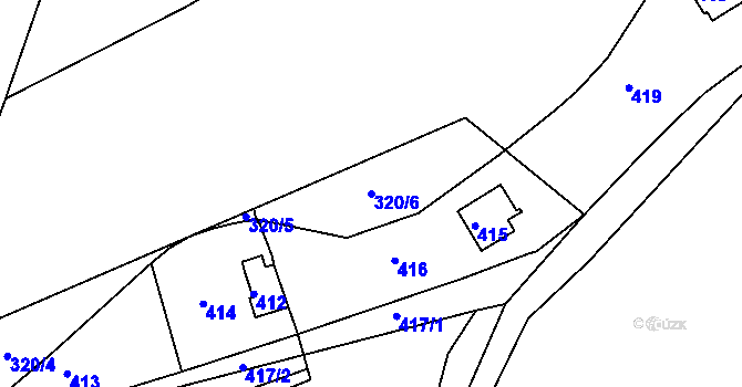 Parcela st. 320/6 v KÚ Čisovice, Katastrální mapa