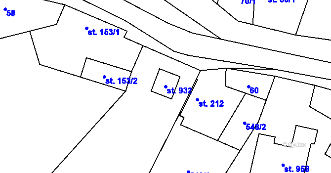 Parcela st. 932 v KÚ Čisovice, Katastrální mapa