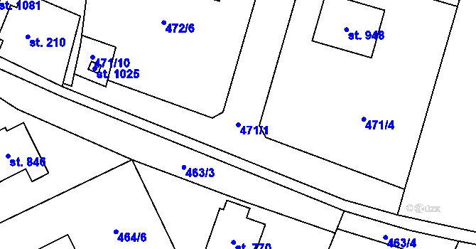 Parcela st. 471/1 v KÚ Čisovice, Katastrální mapa