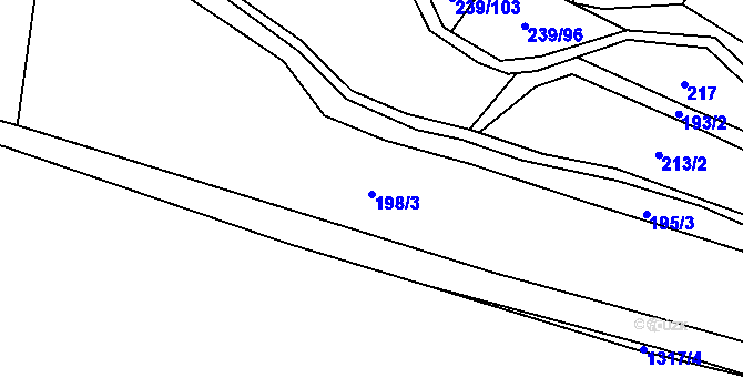 Parcela st. 198/3 v KÚ Čisovice, Katastrální mapa