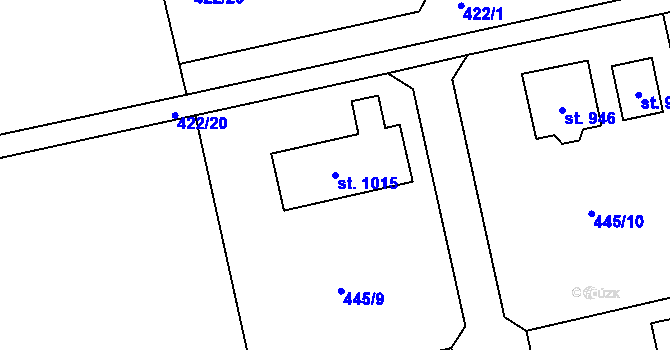 Parcela st. 1015 v KÚ Čisovice, Katastrální mapa
