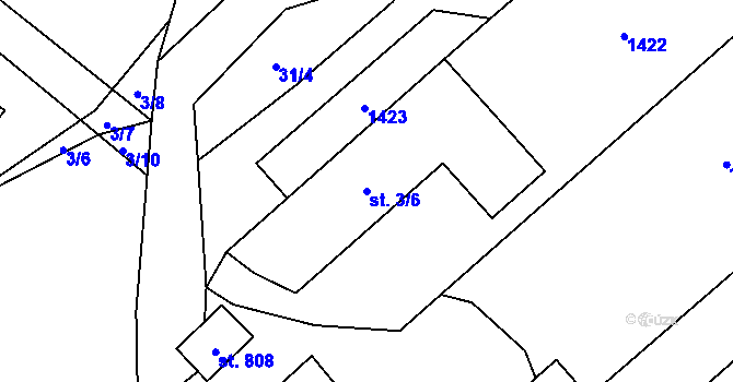 Parcela st. 3/6 v KÚ Čisovice, Katastrální mapa