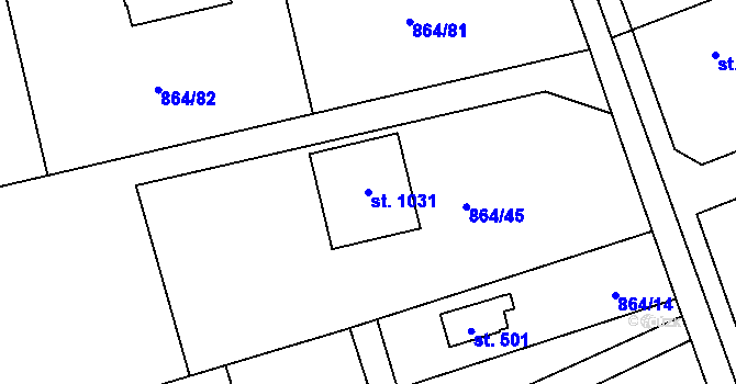 Parcela st. 1031 v KÚ Čisovice, Katastrální mapa