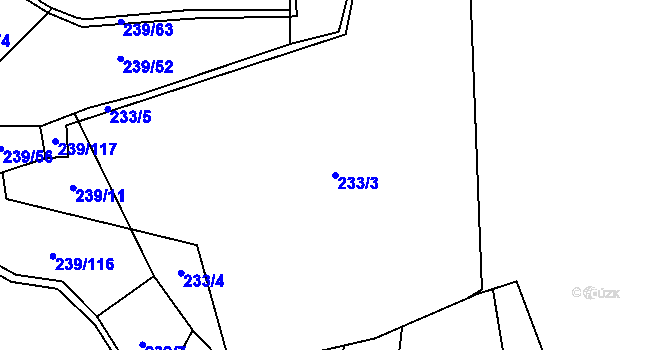 Parcela st. 233/3 v KÚ Čisovice, Katastrální mapa