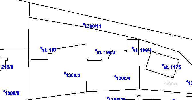 Parcela st. 198/3 v KÚ Čisovice, Katastrální mapa