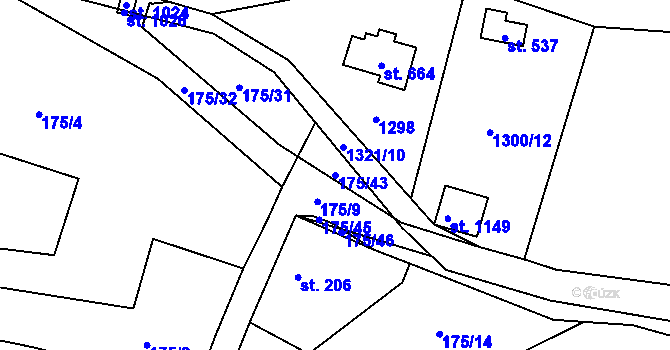 Parcela st. 175/43 v KÚ Čisovice, Katastrální mapa