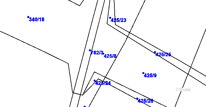 Parcela st. 425/8 v KÚ Čistá u Mladé Boleslavi, Katastrální mapa