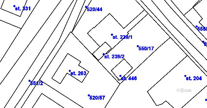Parcela st. 239/2 v KÚ Čistá u Mladé Boleslavi, Katastrální mapa