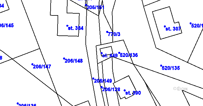 Parcela st. 449 v KÚ Čistá u Mladé Boleslavi, Katastrální mapa