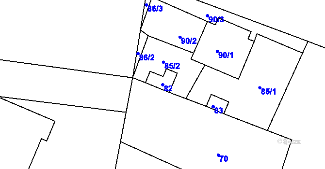 Parcela st. 82 v KÚ Čistá u Rakovníka, Katastrální mapa