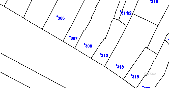 Parcela st. 308 v KÚ Čistá u Rakovníka, Katastrální mapa