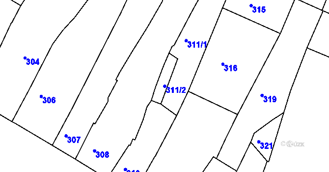 Parcela st. 311/2 v KÚ Čistá u Rakovníka, Katastrální mapa