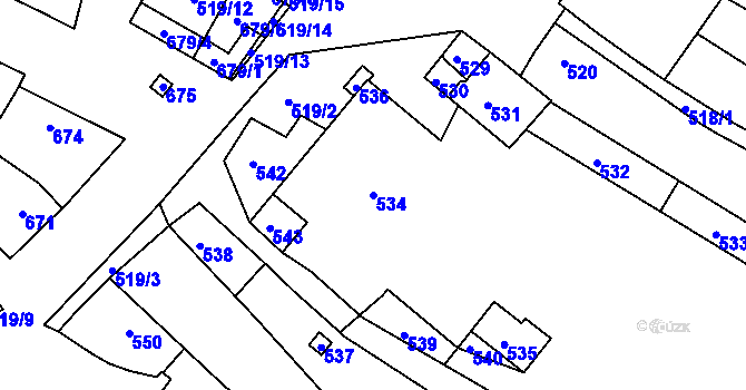 Parcela st. 534 v KÚ Čistá u Rakovníka, Katastrální mapa