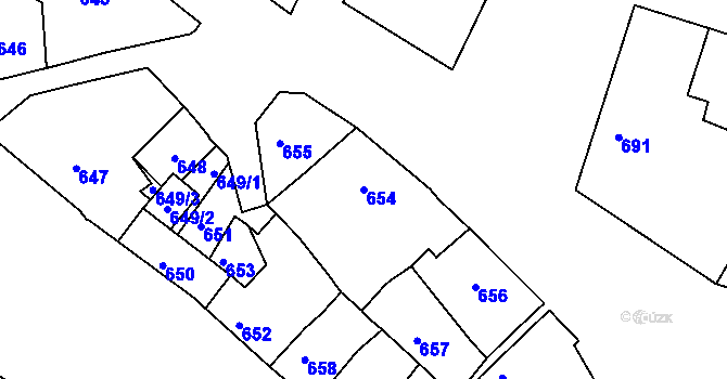 Parcela st. 654 v KÚ Čistá u Rakovníka, Katastrální mapa