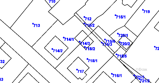 Parcela st. 714/3 v KÚ Čistá u Rakovníka, Katastrální mapa
