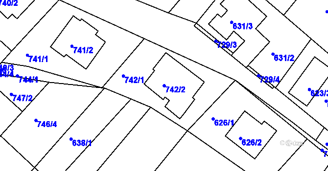 Parcela st. 742/2 v KÚ Čistá u Rakovníka, Katastrální mapa